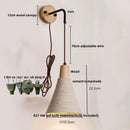 GobekUsa LED Cement Wall Light with Pull Chain & Wood Socket - Nordic Modern Sconce