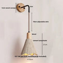 GobekUsa LED Cement Wall Light with Pull Chain & Wood Socket - Nordic Modern Sconce