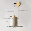 GobekUsa LED Cement Wall Light with Pull Chain & Wood Socket - Nordic Modern Sconce