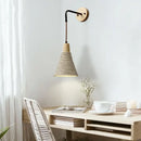 GobekUsa LED Cement Wall Light with Pull Chain & Wood Socket - Nordic Modern Sconce