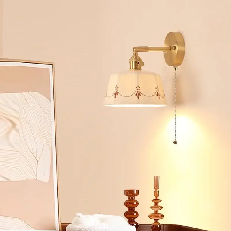 GobekUsa LED Ceramic Wall Lamp - Pull Chain Switch, Rotating Up Down Light, photo 2 of 11