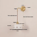 GobekUsa LED Ceramic Wall Lamp - Pull Chain Switch, Rotating Up Down Light