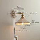 GobekUsa LED Ceramic Wall Lamp with Copper Arm for Bedroom Bathroom Mirror