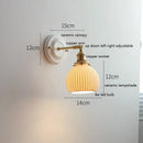 GobekUsa LED Ceramic Wall Lamp with Copper Arm for Bedroom Bathroom Mirror