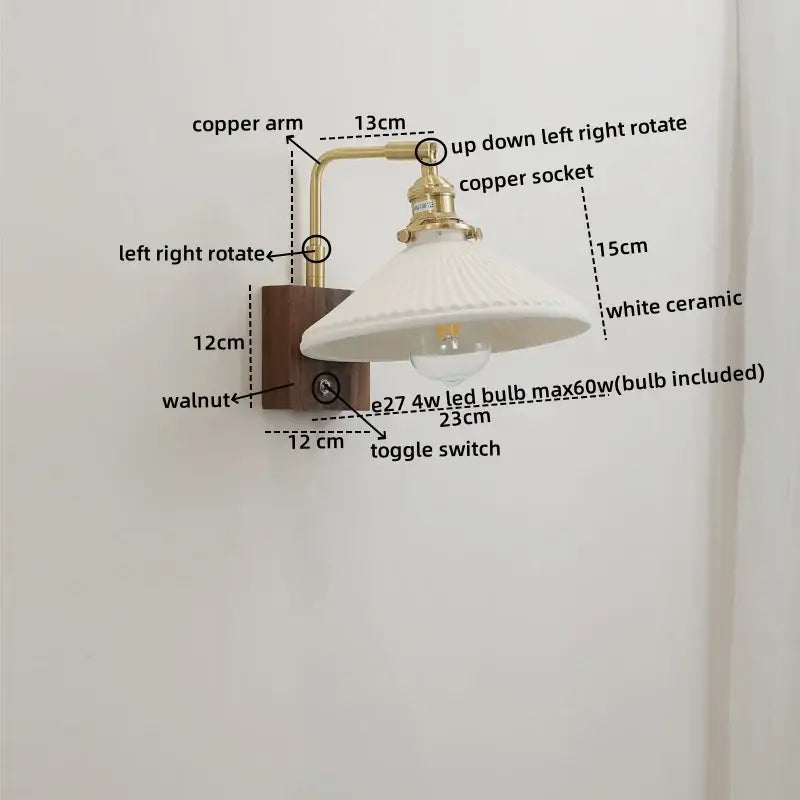 GobekUsa LED Ceramic Wall Sconce Pull Chain Switch Light Fixture, photo 15 of 21