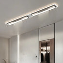 GobekUsa LED Chandelier Lights Remote Dimming Black White Modern Long Living Room Bedroom Hall Lamps
