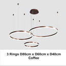 GobekUsa LED Chandelier Rings Pendant Light - Coffee Gold Dimmable Ceiling Lamp