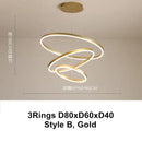 GobekUsa LED Chandelier Rings Pendant Light - Coffee Gold Dimmable Ceiling Lamp
