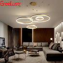 GobekUsa LED Chandelier Rings Pendant Light - Coffee Gold Dimmable Ceiling Lamp