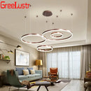 GobekUsa LED Chandelier Rings Pendant Light - Coffee Gold Dimmable Ceiling Lamp