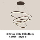 GobekUsa LED Chandelier Rings Pendant Light - Coffee Gold Dimmable Ceiling Lamp