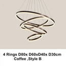 GobekUsa LED Chandelier Rings Pendant Light - Coffee Gold Dimmable Ceiling Lamp