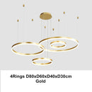 GobekUsa LED Chandelier Rings Pendant Light - Coffee Gold Dimmable Ceiling Lamp