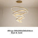 GobekUsa LED Chandelier Rings Pendant Light - Coffee Gold Dimmable Ceiling Lamp