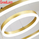 GobekUsa LED Chandelier Rings Pendant Light - Coffee Gold Dimmable Ceiling Lamp