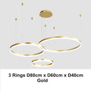 GobekUsa LED Chandelier Rings Pendant Light - Coffee Gold Dimmable Ceiling Lamp