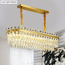 GobekUsa LED Crystal Drop Oval Island Light - Modern Clear Dining Room Fixture