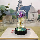 Set of 3 golden eternal rose light glass domes bedroom decor by Decorbites