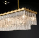 GobekUsa LED Glace Rectangular Chandelier Light for Dining Kitchen Living Room