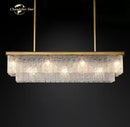 GobekUsa LED Glace Rectangular Chandelier Light for Dining Kitchen Living Room