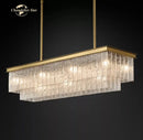 GobekUsa LED Glace Rectangular Chandelier Light for Dining Kitchen Living Room