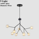 GobekUsa LED Glass Ball Branch Chandelier | Modern Firefly Art Decor Lighting