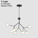 GobekUsa LED Glass Ball Branch Chandelier | Modern Firefly Art Decor Lighting