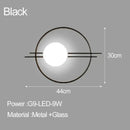 GobekUsa LED Glass Ball Wall Sconce for Bedroom Living Room - 9W G9 Bulb