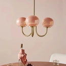 GobekUsa LED Glass Balls Chandeliers Pink Milky White Pendant Lights for Home Decor