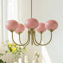 GobekUsa LED Glass Balls Chandeliers Pink Milky White Pendant Lights for Home Decor