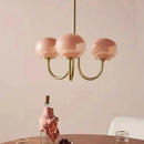 GobekUsa LED Glass Balls Chandeliers Pink Milky White Pendant Lights for Home Decor
