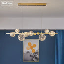 GobekUsa LED Glass Bulb Pendant Light: Modern Round Design, Gold/Black, Gypsophila String