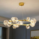 GobekUsa LED Glass Bulb Pendant Light: Modern Round Design, Gold/Black, Gypsophila String