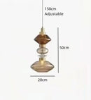 GobekUsa LED Glass Chandelier: Clear Amber Glass, Adjustable Wire 200cm, Modern Lighting Fixtures