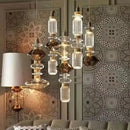 GobekUsa LED Glass Chandelier: Clear Amber Glass, Adjustable Wire 200cm, Modern Lighting Fixtures