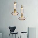 GobekUsa LED Glass Chandelier: Clear Amber Glass, Adjustable Wire 200cm, Modern Lighting Fixtures