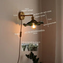 GobekUsa LED Glass Copper Wall Sconce Pull Chain Switch Lamp for Bedroom Living Room