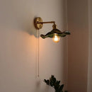 GobekUsa LED Glass Copper Wall Sconce Pull Chain Switch Lamp for Bedroom Living Room