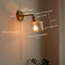 GobekUsa LED Glass Copper Wall Sconce Pull Chain Switch Lamp for Bedroom Living Room