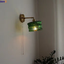 GobekUsa LED Glass Copper Wall Sconce Pull Chain Switch Lamp for Bedroom Living Room