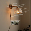 GobekUsa LED Glass Copper Wall Sconce Pull Chain Switch Lamp for Bedroom Living Room
