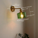 GobekUsa LED Glass Copper Wall Sconce Pull Chain Switch Lamp for Bedroom Living Room