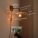 GobekUsa LED Glass Copper Wall Sconce Pull Chain Switch Lamp for Bedroom Living Room