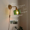 GobekUsa LED Glass Copper Wall Sconce Pull Chain Switch Lamp for Bedroom Living Room