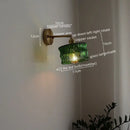 GobekUsa LED Glass Copper Wall Sconce Pull Chain Switch Lamp for Bedroom Living Room