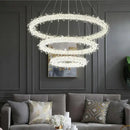GobekUsa LED Glass Crystal Chandelier White Lustre Pendant Light for Home Decor