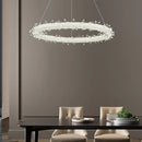 GobekUsa LED Glass Crystal Chandelier White Lustre Pendant Light for Home Decor