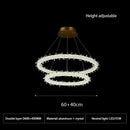 GobekUsa LED Glass Crystal Chandelier White Lustre Pendant Light for Home Decor