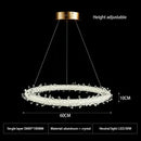 GobekUsa LED Glass Crystal Chandelier White Lustre Pendant Light for Home Decor