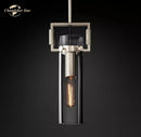 GobekUsa LED Glass Cylinder Pendant Lights - Modern Kitchen Island Chandeliers